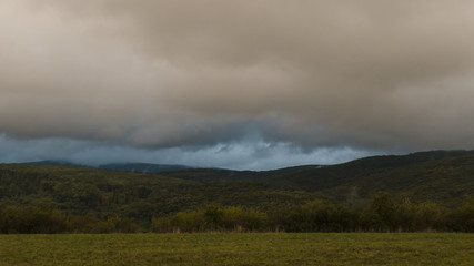 kiting in beautiful lights of hills in distance landscape