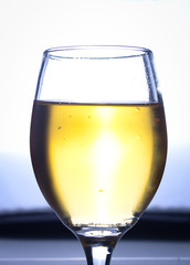 Glass of cold and refreshing wine been prepared