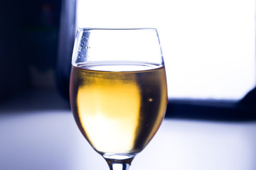Glass of cold and refreshing wine been prepared