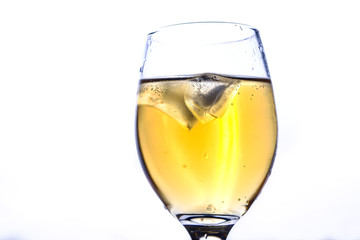 Glass of cold and refreshing wine been prepared