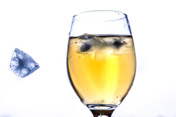 Glass of cold and refreshing wine been prepared