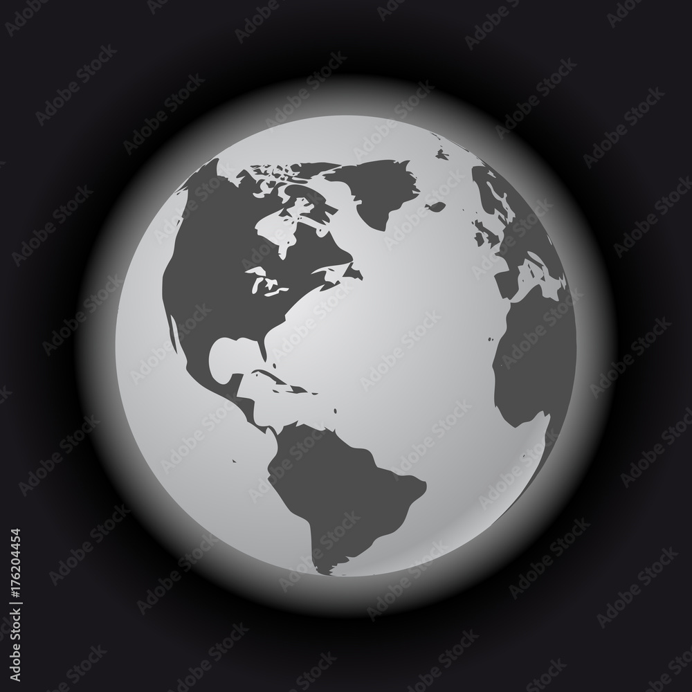 Poster abstract globe with world map. 3d vector illustration.