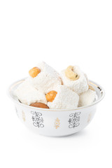 Tasty Turkish delight isolated on white