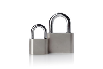 Fototapeta premium silver padlock isolated on the white background