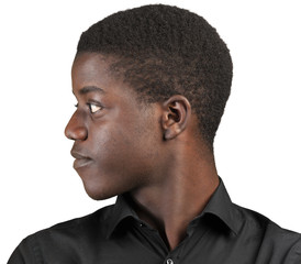 Fototapeta premium young man portrait studio white background face profile