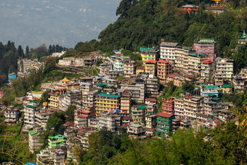 Village on mountains in Sikkim, India - 176205443
