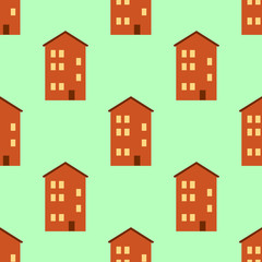 Seamless pattern with houses. Bright vector decorative houses. Flat design Vector Illustration Eps10