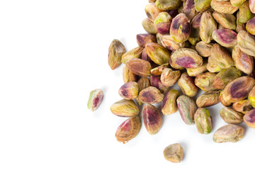 Pistachio nuts isolated on white background