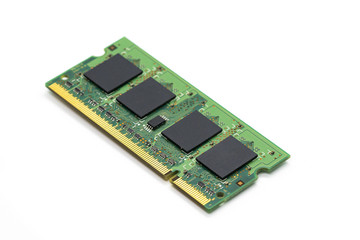 Image of a ram memory on a white background. Equipment and computer hardware.