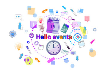 Hello Events, Business Schedule Time Management Concept Web Banner Vector illustration