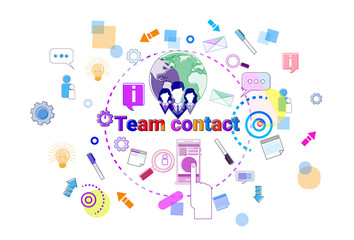Team Contact Concept Business Coworkers Cooperation Teamwork Banner Vector Illustration