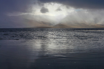 Tsomoriri Lake is a very beautiful lake and landscape, Jammu and Kashmir, India