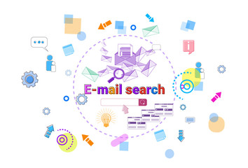 Email Search Banner Web Data Research Internet Concept Vector Illustration