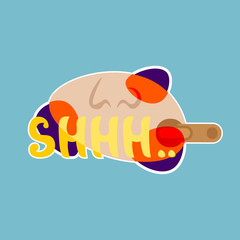 Shhh Sticker Social Media Network Message Badges Design Vector Illustration