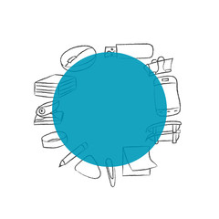 Banner with stationery and office tools for creative design. Vector illustration