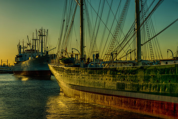 The port of Hamburg. The Sailing Ship Rickmer Rickmers Museumsschiff
