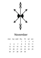 Calendar 2018 with aztec pattern
