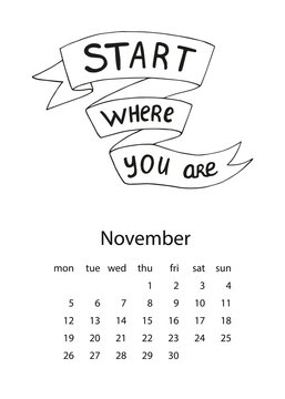Calendar 2018 with lettering in vector