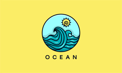 Abstract design of ocean logo with waves. Vector illustration