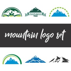 set of mountain outdoor adventure logo