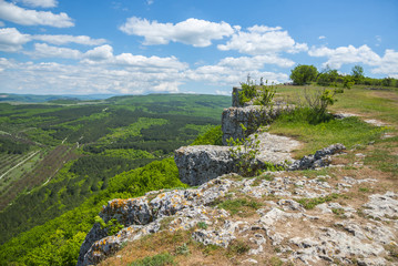 Fototapeta na wymiar Crimean landscape. View from the top of Chufut-Kale