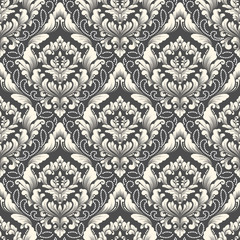 Vector damask seamless pattern background. Classical luxury old fashioned damask ornament, royal victorian seamless texture for wallpapers, textile, wrapping. Exquisite floral baroque template.