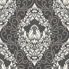 Vector damask seamless pattern element. Classical luxury old fashioned damask ornament, royal victorian seamless texture for wallpapers, textile, wrapping. Exquisite floral baroque template.