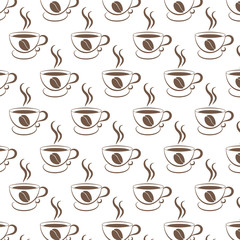 Seamless pattern of coffee. Vector illustration.