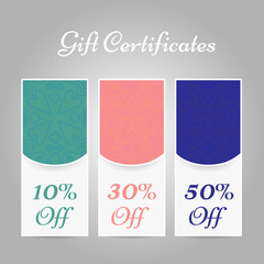 Set of vintage arabic style gift certificates
