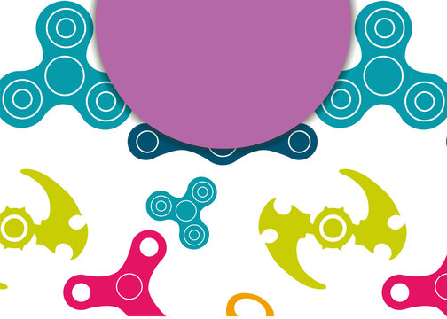 Web banner with spinner toy in simple style. Vector illustration
