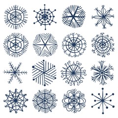 Hand-drawn snowflakes set