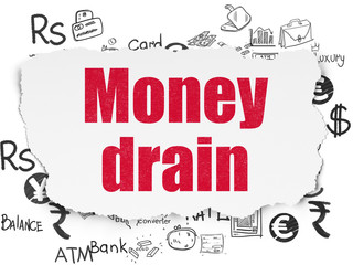 Money concept: Money Drain on Torn Paper background