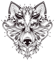 Abstract Dog Head Tattoo illustration