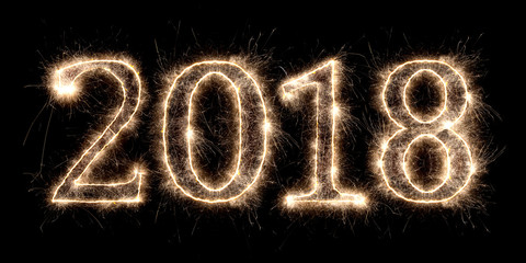 2018 fireworks happy new year spark numbers / funken sprühende Jahreszahl