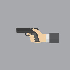 Businessman holding gun, handgun, pistol, revolver illustration