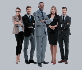 Group of smiling business people. Isolated over white background