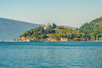 An ancient temple of the covering of the Virgin on the coast of the Bay of Kotor.