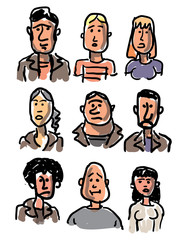 Fototapeta premium Vector illustration of sketch faces 