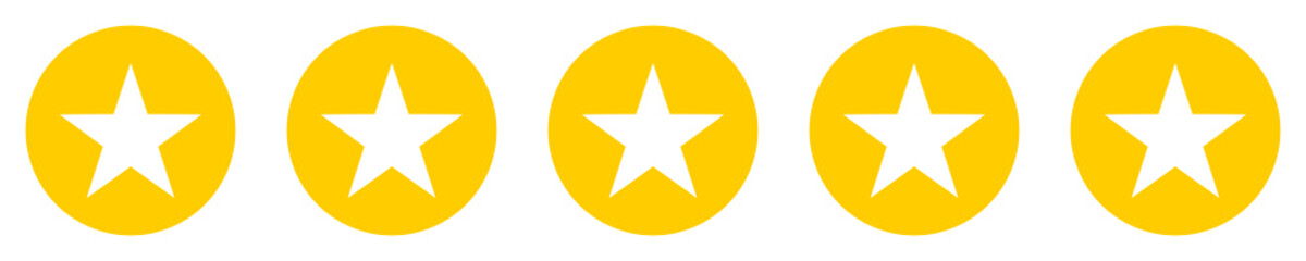 Five stars customer product rating review flat icon for apps and websites - notation sur cinq étoile pour sites web et applications