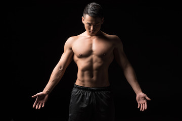 Fototapeta na wymiar shirtless muscular asian man