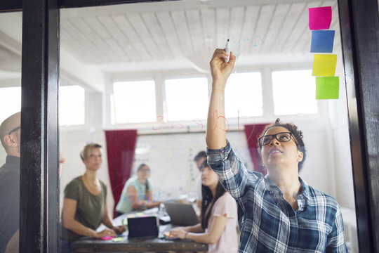 Group of coworkers brainstorming in office