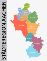 Administrative and political map of Aachen region in German language