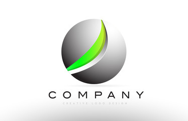 3d logo icon sphere green black white grey