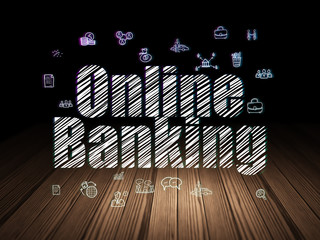 Finance concept: Online Banking in grunge dark room