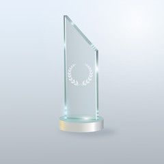 Circle Glass Trophy Award. Vector illustration isolated on grey background
