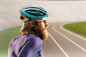 cyclist in helmet and goggles