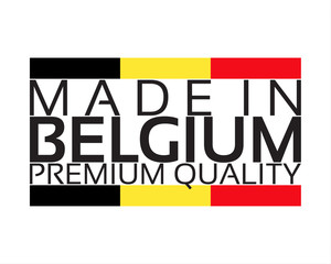Made in Belgium icon, premium quality sticker with Belgian colors, vector illustration isolated on white background