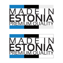 Made in Estonia icon, premium quality sticker with Estonian colors, vector illustration isolated on white background