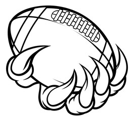 Monster animal claw holding American Football Ball