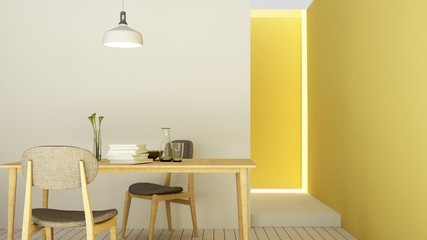 The interior relax space furniture and background white decoration minimal in hotel - wall empty space 3d rendering